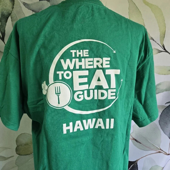 HANES | The Where To Eat Guide Hawaii Unisex Shirt in Green sz XL - Picture 4 of 7